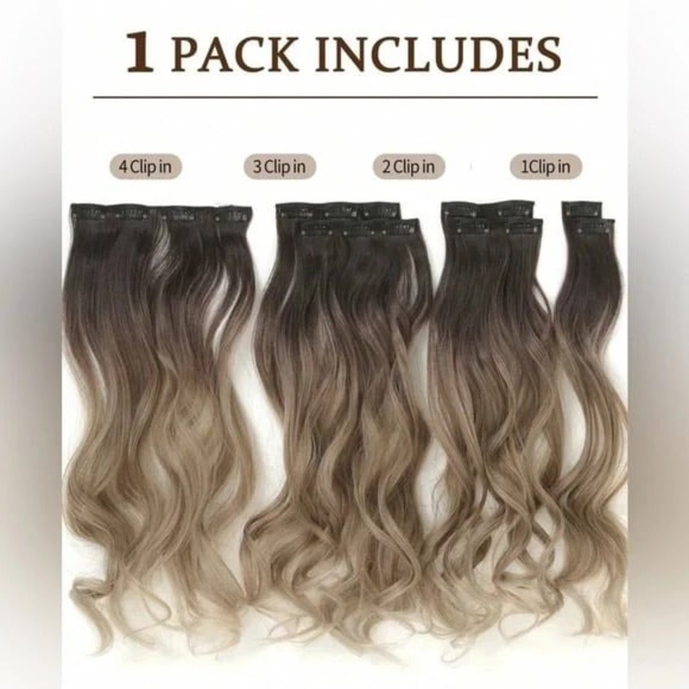 22 Inch Balayage Brown & Blonde Clip in Curly Hair Extensions - Picture 8 of 10